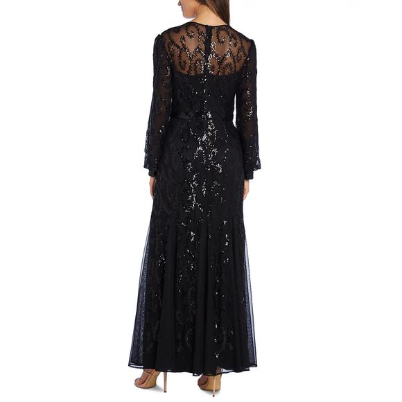 R & M Richards Sequined Blouson-Sleeve Gown | SIZE 18 - Picture 2 of 4